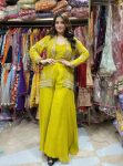 DESIGNER GEORGETTE SEQUENCE EMBROIDERY PALAZZO BLOUSE WITH KOTI YELLOW