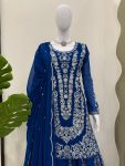 DESIGNER GEORGETTE THREAD WITH SEQUENCE WORK TOP PALAZZO WITH DUPATTA FESTIVE WEAR WHOLESALE PRICE ETHNIC GARMENT (5)