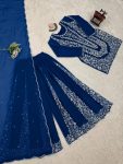 DESIGNER GEORGETTE THREAD WITH SEQUENCE WORK TOP PALAZZO WITH DUPATTA FESTIVE WEAR WHOLESALE PRICE ETHNIC GARMENT (5)