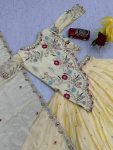 DESIGNER GOLD CRUSH EMBROIDERY THREAD AND SEQUENCE WORK TOP LEHENGA JACKET WITH DUPATTA PARTY WEAR WHOLESALE PRICE ETHNIC GARMENT (3)