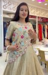 DESIGNER GOLD CRUSH EMBROIDERY THREAD AND SEQUENCE WORK TOP LEHENGA JACKET WITH DUPATTA PARTY WEAR WHOLESALE PRICE ETHNIC GARMENT (3)