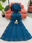 DESIGNER JIMMY CHOO SILK EMBROIDERY HAND WORK SAREE WITH UNSTITCHED BLOUSE PARTY WEAR WHOLESALE PRICE ETHNIC GARMENT (3)
