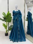 DESIGNER JIMMY CHOO SILK EMBROIDERY HAND WORK SAREE WITH UNSTITCHED BLOUSE PARTY WEAR WHOLESALE PRICE ETHNIC GARMENT (3)