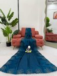 DESIGNER JIMMY CHOO SILK EMBROIDERY HAND WORK SAREE WITH UNSTITCHED BLOUSE PARTY WEAR WHOLESALE PRICE ETHNIC GARMENT (3)