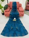 DESIGNER JIMMY CHOO SILK EMBROIDERY HAND WORK SAREE WITH UNSTITCHED BLOUSE PARTY WEAR WHOLESALE PRICE ETHNIC GARMENT (3)
