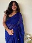DESIGNER KHADI COTTON MIRROR WORK SAREE WITH UNSTITCHED BLOUSE PARTY WEAR WHOLESALE PRICE ETHNIC GARMENT (4)