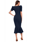 DESIGNER LYCRA BLEND PUFF SLEEVES BODYCON ONE PIECE DRESS PARTY WEAR WHOLESALE PRICE ETHNIC GARMENT (10)