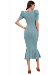 DESIGNER LYCRA BLEND PUFF SLEEVES BODYCON ONE PIECE DRESS PARTY WEAR WHOLESALE PRICE ETHNIC GARMENT (5)