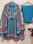 DESIGNER MUSLIN DIGITAL PRINTED MIRROR WORK TOP BOTTOM WITH DUPATTA FESTIVE WEAR WHOLESALE PRICE ETHNIC GARMENT (4)