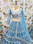 DESIGNER NET EMBROIDERY SEQUENCE WORK LEHENGA CHOLI WITH DUPATTA PARTY WEAR WHOLESALE PRICE ETHNIC GARMENT (3)