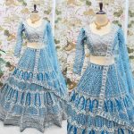 DESIGNER NET EMBROIDERY SEQUENCE WORK LEHENGA CHOLI WITH DUPATTA PARTY WEAR WHOLESALE PRICE ETHNIC GARMENT (3)
