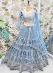 DESIGNER NET EMBROIDERY SEQUENCE WORK LEHENGA CHOLI WITH DUPATTA PARTY WEAR WHOLESALE PRICE ETHNIC GARMENT (3)