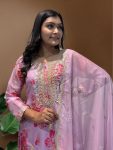 DESIGNER ORGANZA DIGITAL PRINTED EMBROIDERY CODING SEQUENCE WORK TOP BOTTOM WITH DUPATTA SEA FESTIVE WEAR WHOLESALE PRICE ETHNIC GARMENT(23)