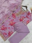 DESIGNER ORGANZA DIGITAL PRINTED EMBROIDERY CODING SEQUENCE WORK TOP BOTTOM WITH DUPATTA SEA FESTIVE WEAR WHOLESALE PRICE ETHNIC GARMENT(23)