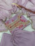 DESIGNER ORGANZA DIGITAL PRINTED EMBROIDERY CODING SEQUENCE WORK TOP BOTTOM WITH DUPATTA SEA FESTIVE WEAR WHOLESALE PRICE ETHNIC GARMENT(23)