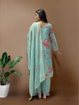 DESIGNER ORGANZA DIGITAL PRINTED EMBROIDERY CODING SEQUENCE WORK TOP BOTTOM WITH DUPATTA SEA FESTIVE WEAR WHOLESALE PRICE ETHNIC GARMENT(32)