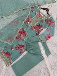 DESIGNER ORGANZA DIGITAL PRINTED EMBROIDERY CODING SEQUENCE WORK TOP BOTTOM WITH DUPATTA SEA FESTIVE WEAR WHOLESALE PRICE ETHNIC GARMENT(32)