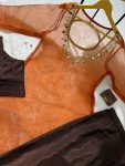 DESIGNER ORGANZA MIRROR LACE WORK TOP WITH CHINON PLAIN BOTTOM AND BLOUSE PARTY WEAR WHOLESALE PRICE ETHNIC GARMENT (7)