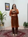 DESIGNER ORGANZA MIRROR LACE WORK TOP WITH CHINON PLAIN BOTTOM AND BLOUSE PARTY WEAR WHOLESALE PRICE ETHNIC GARMENT (7)