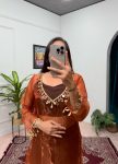 DESIGNER ORGANZA MIRROR LACE WORK TOP WITH CHINON PLAIN BOTTOM AND BLOUSE PARTY WEAR WHOLESALE PRICE ETHNIC GARMENT (7)