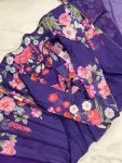 DESIGNER ORGANZA SILK PRINT WORK WITH ZARI FLOWER OUTING WORK GOWN PANT WITH DUPATTA PARTY WEAR WHOLESALE PRICE ETHNIC GARMENT (4)