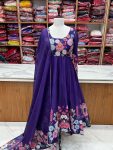 DESIGNER ORGANZA SILK PRINT WORK WITH ZARI FLOWER OUTING WORK GOWN PANT WITH DUPATTA PARTY WEAR WHOLESALE PRICE ETHNIC GARMENT (4)