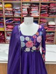 DESIGNER ORGANZA SILK PRINT WORK WITH ZARI FLOWER OUTING WORK GOWN PANT WITH DUPATTA PARTY WEAR WHOLESALE PRICE ETHNIC GARMENT (4)