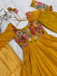 DESIGNER ORGANZA SILK PRINT WORK WITH ZARI FLOWER OUTING WORK GOWN PANT WITH DUPATTA PARTY WEAR WHOLESALE PRICE ETHNIC GARMENT (4)