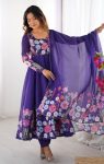 DESIGNER ORGANZA SILK PRINT WORK WITH ZARI FLOWER OUTING WORK GOWN PANT WITH DUPATTA PARTY WEAR WHOLESALE PRICE ETHNIC GARMENT (4)