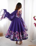 DESIGNER ORGANZA SILK PRINT WORK WITH ZARI FLOWER OUTING WORK GOWN PANT WITH DUPATTA PARTY WEAR WHOLESALE PRICE ETHNIC GARMENT (4)