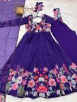 DESIGNER ORGANZA SILK PRINT WORK WITH ZARI FLOWER OUTING WORK GOWN PANT WITH DUPATTA PARTY WEAR WHOLESALE PRICE ETHNIC GARMENT (4)
