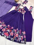 DESIGNER ORGANZA SILK PRINT WORK WITH ZARI FLOWER OUTING WORK GOWN PANT WITH DUPATTA PARTY WEAR WHOLESALE PRICE ETHNIC GARMENT (4)