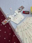 DESIGNER PURE COTTON EMBROIDERY CHAIN WORK LEHENGA CHOLI WITH DUPATTA WEDDING WEAR WHOLESALE PRICE ETHNIC GARMENT (4)