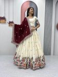DESIGNER PURE COTTON EMBROIDERY CHAIN WORK LEHENGA CHOLI WITH DUPATTA WEDDING WEAR WHOLESALE PRICE ETHNIC GARMENT (4)