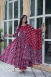 DESIGNER PURE COTTON PRINTED NAYRA CUT KURTI BOTTOM WITH DUPATTA PARTY WEAR WHOLESALE PRICE ETHNIC GARMENT (10)