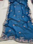 DESIGNER RANGOLI SILK EMBROIDERY WORK SAREE WITH UNSTITCHED BLOUSE PARTY WEAR WHOLESALE PRICE ETHNIC GARMENT (5)