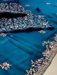 DESIGNER RANGOLI SILK EMBROIDERY WORK SAREE WITH UNSTITCHED BLOUSE PARTY WEAR WHOLESALE PRICE ETHNIC GARMENT (5)