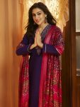 DESIGNER RAYON SLUB EMBROIDERY WORK TOP BOTTOM WITH DUPATTA PURPLE