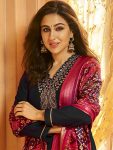 DESIGNER RAYON SLUB EMBROIDERY WORK TOP BOTTOM WITH DUPATTA PARTY WEAR WHOLESALE PRICE ETHNIC GARMENT (4)