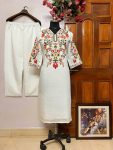DESIGNER ROMAN SILK COTTON THREAD EMBROIDERY WORK TOP BOTTOM SET FESTIVE WEAR WHOLESALE PRICE ETHNIC GARMENT (4)