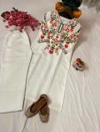 DESIGNER ROMAN SILK COTTON THREAD EMBROIDERY WORK TOP BOTTOM SET FESTIVE WEAR WHOLESALE PRICE ETHNIC GARMENT (4)