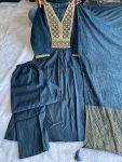 DESIGNER ROMAN SILK EMBROIDERY SEQUENCE WORK TOP BOTTOM WITH DUPATTA PARTY WEAR WHOLESALE PRICE ETHNIC GARMENT (3)