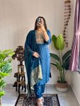 DESIGNER ROMAN SILK EMBROIDERY SEQUENCE WORK TOP BOTTOM WITH DUPATTA PARTY WEAR WHOLESALE PRICE ETHNIC GARMENT (3)
