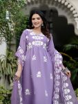 DESIGNER ROMAN SILK EMBROIDERY THREAD WORK TOP BOTTOM WITH DUPATTA PARTY WEAR WHOLESALE PRICE ETHNIC GARMENT (5)