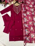 DESIGNER ROMAN SILK EMBROIDERY WORK TOP BOTTOM WITH DUPATTA PARTY WEAR WHOLESALE PRICE ETHNIC GARMENT (5)