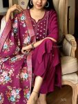 DESIGNER ROMAN SILK EMBROIDERY WORK TOP BOTTOM WITH DUPATTA PARTY WEAR WHOLESALE PRICE ETHNIC GARMENT (5)