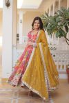 DESIGNER RUSSIAN SILK DIGITAL PRINTED EMBROIDERY SEQUENCE WORK GOWN WITH DUPATTA PARTY WEAR WHOLESALE PRICE ETHNIC GARMENT (2)