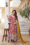 DESIGNER RUSSIAN SILK DIGITAL PRINTED EMBROIDERY SEQUENCE WORK GOWN WITH DUPATTA PARTY WEAR WHOLESALE PRICE ETHNIC GARMENT (2)