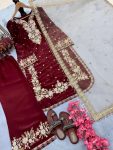 DESIGNER SEQUENCE AND ZARI EMBROIDERY WITH PEARL AND DIAMOND HANDWORK TOP PALAZZO WITH DUPATTA FESTIVE WEAR WHOLESALE PRICE ETHNIC GARMENT (1)