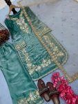 DESIGNER SEQUENCE AND ZARI EMBROIDERY WITH PEARL AND DIAMOND HANDWORK TOP PALAZZO WITH DUPATTA FESTIVE WEAR WHOLESALE PRICE ETHNIC GARMENT (9)